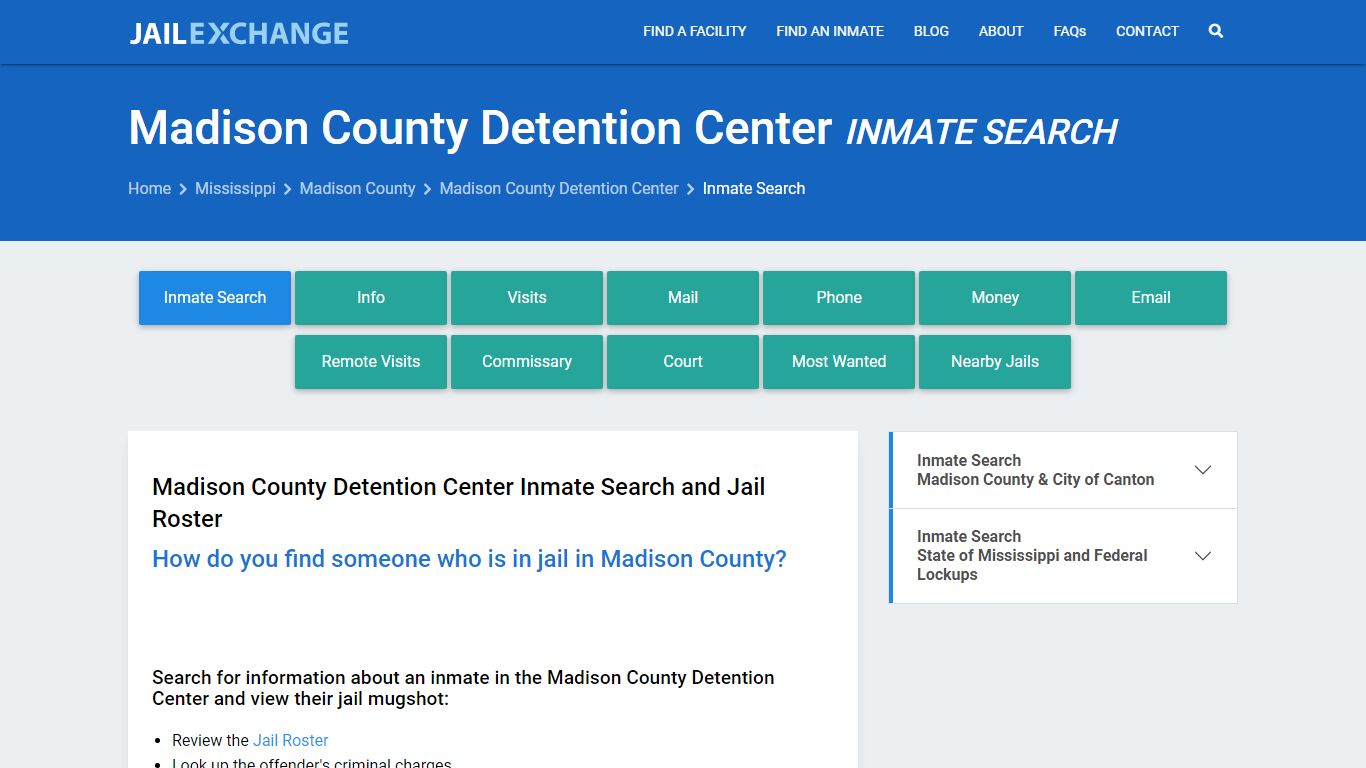Madison County Detention Center Inmate Search - Jail Exchange